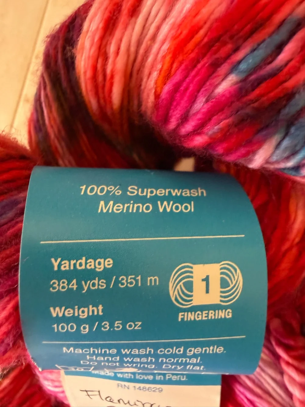 Cloudborn Fibers Superwash Merino Fingering Yarn - Multicolor Pink/Blue/Orange